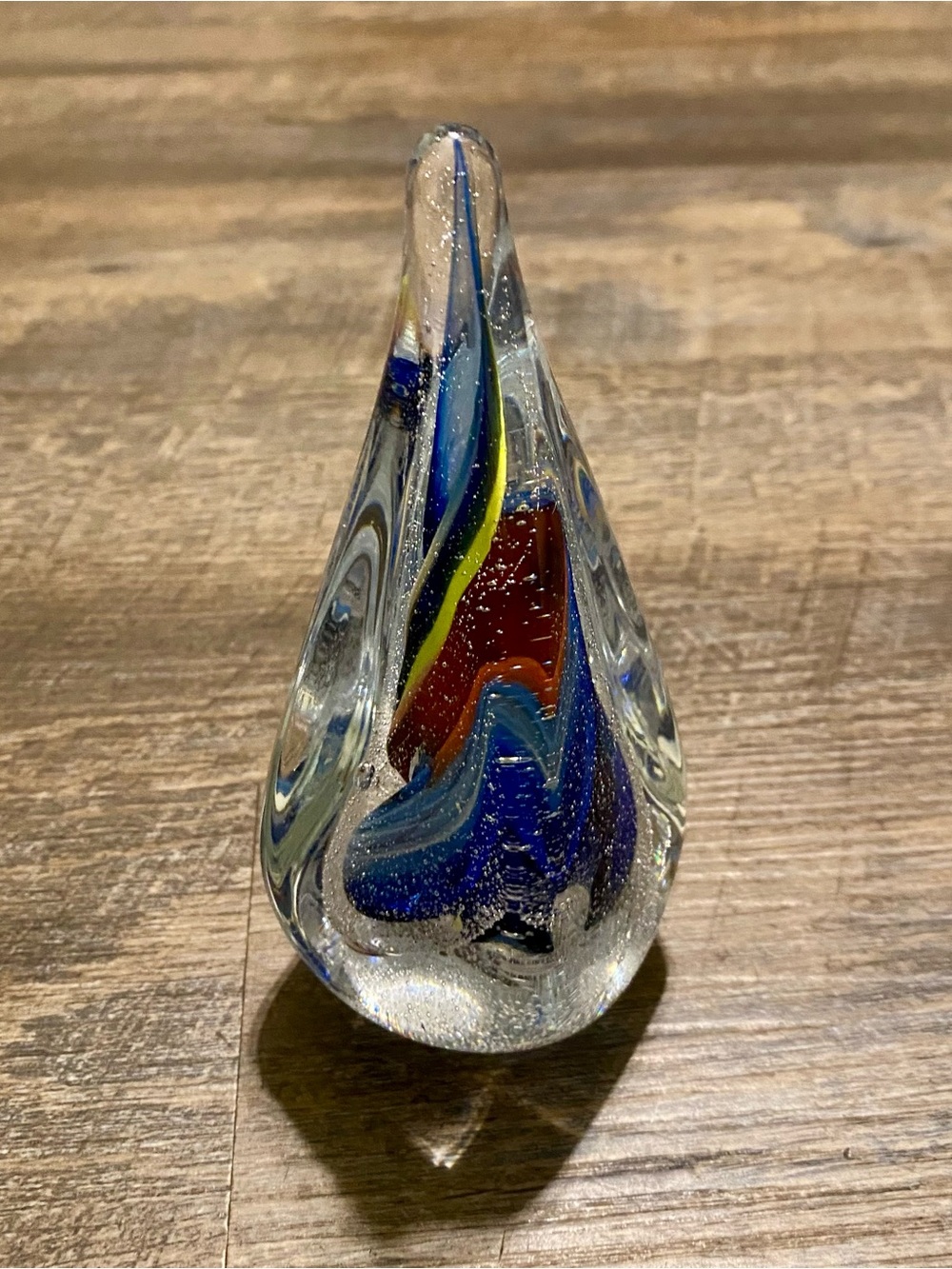 Adam Jablonski cone-shaped art glass paperweight